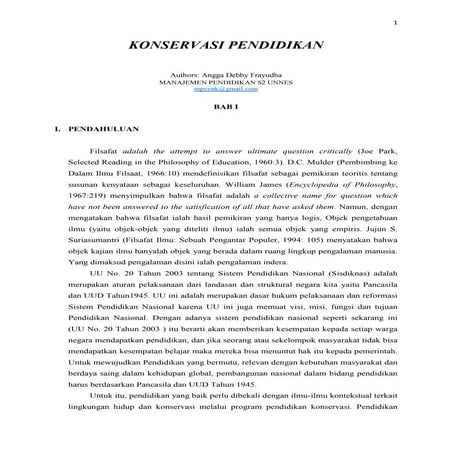 Filsafat ilmu   konservasi pendidikan