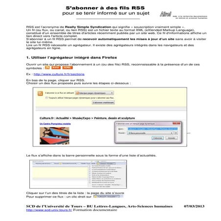 S'abonner à des fils RSS pour se tenir informé sur un sujet