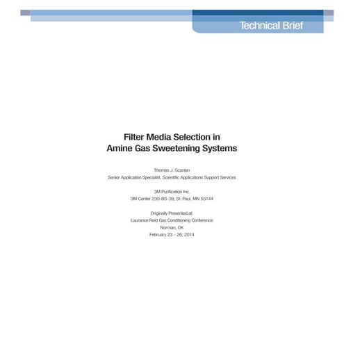 Filter media selection in amine gas sweetening systems