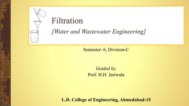 Filtration unit in water treatment plant