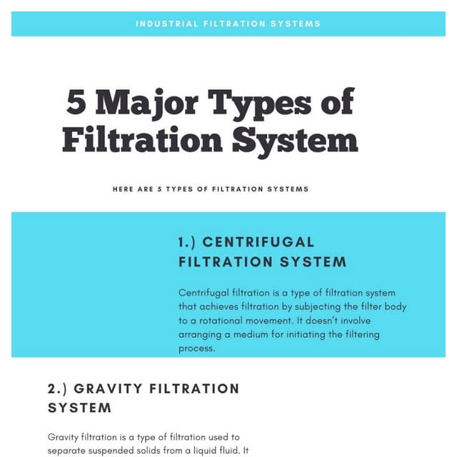 5 Major Types of Filtration Systems PDF