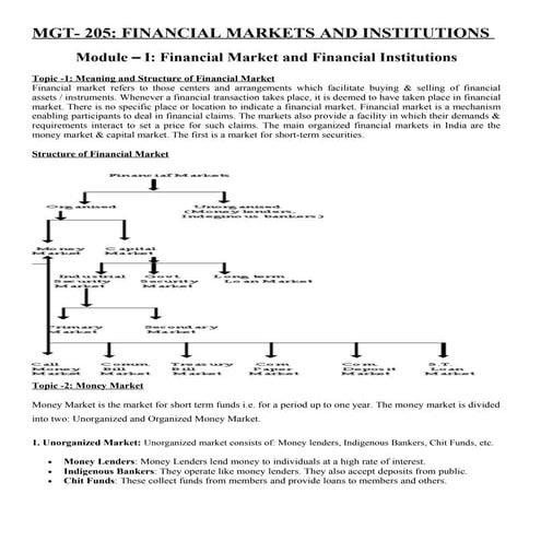 Financial institutions and markets notes as per BPUT syllabus for MBA 2nd sem...