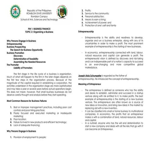 Financial Management 1: Organizing a Business.docx