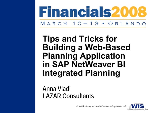 Tips and Tricks for Building a Web-Based Planning Application in SAP 