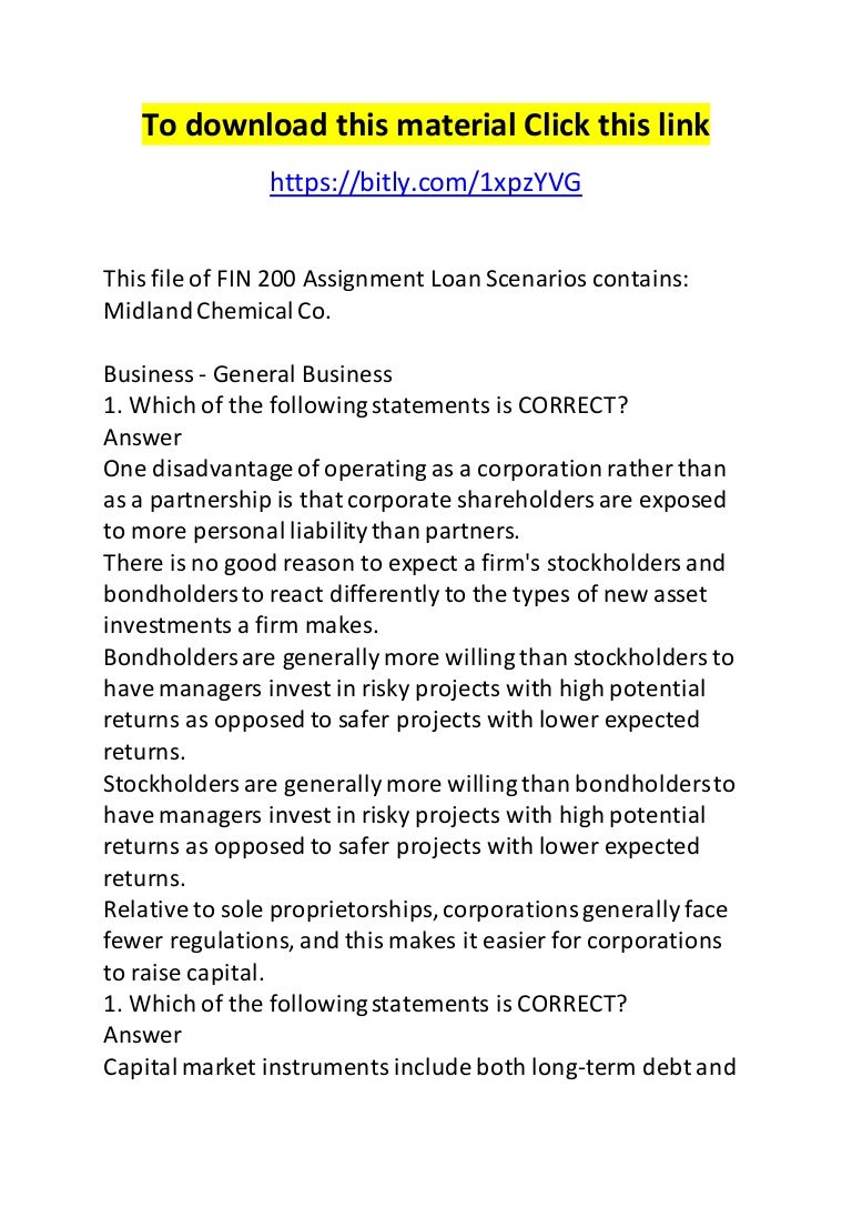 loan scenarios