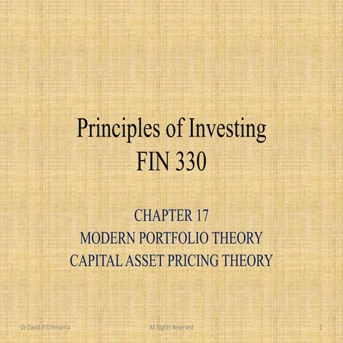 Principal of investment and Portfolio Management