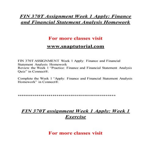 FIN 370T Perfect Education/newtonhelp.com