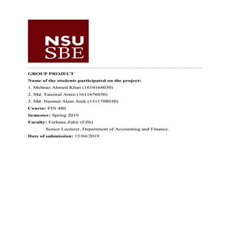 Financial Derivatives - Option Pricing Model report