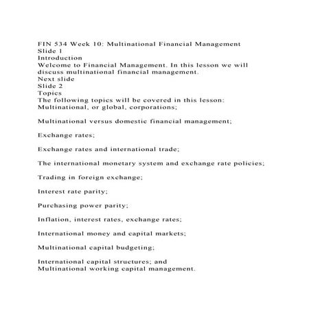 FIN 534 Week 10 Multinational Financial ManagementSlide 1Intr.docx