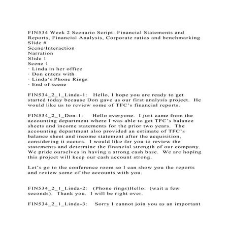 FIN534 Week 2 Scenario Script Financial Statements and Reports, F.docx