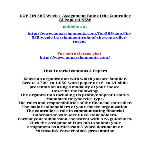 FIN 585 Entire Course NEW