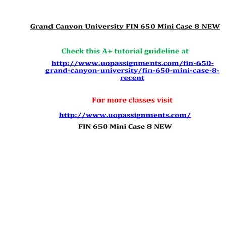 FIN 650 Entire Course NEW