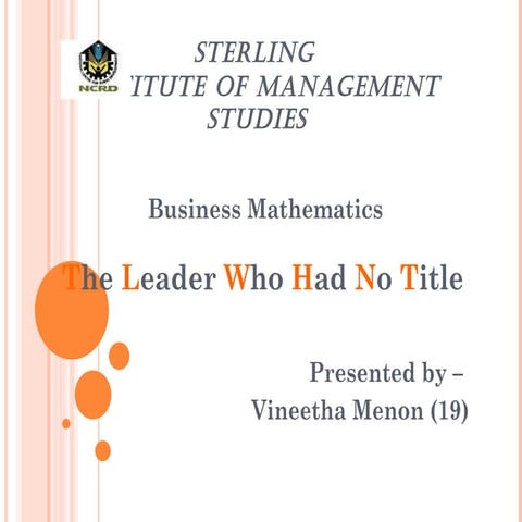 A leader Who had no title by Robin Sharma