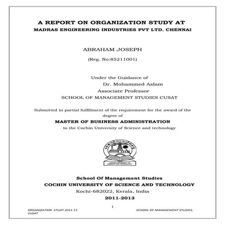 Organisational Study Report