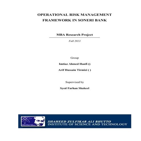 Operational Risk Management Framework in Soneri Bank | DOCX