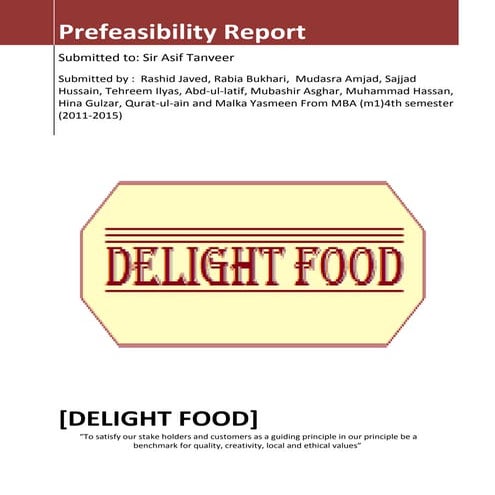 Enterprise prefeasibility report