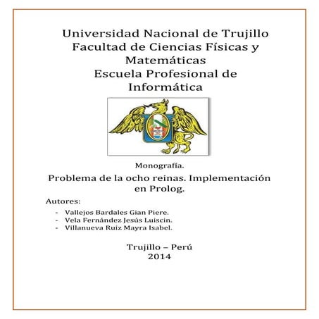 Problema de la ocho reinas. Implementación en Prolog.