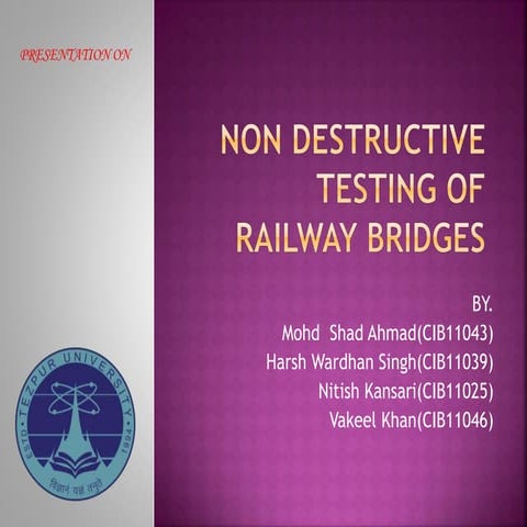 Non destructive testing of railway bridges
