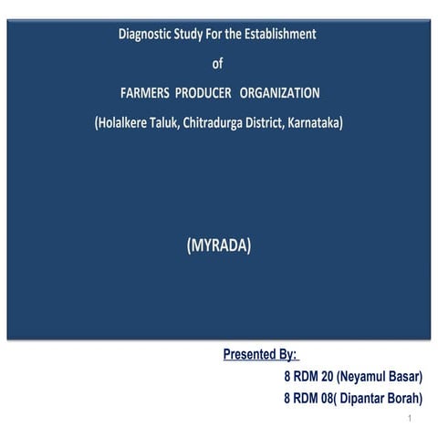 Diagnostic Study of Farmer Producers Organization