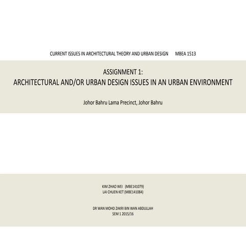 Architectural & Design Issues in Urban Environment 