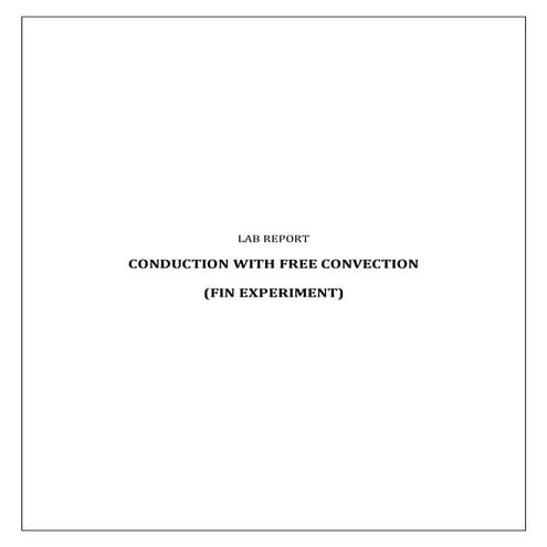 Lab Report Conduction With Free Convection