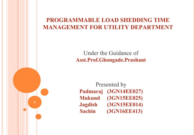 Programmable Load Shedding for the utility department