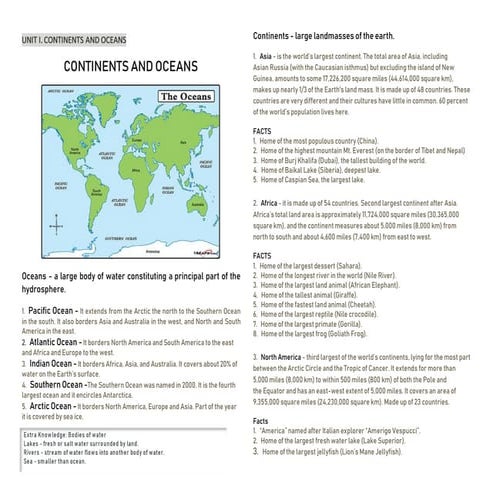 Oceans and Continents