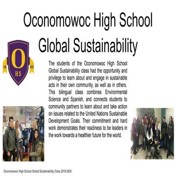 Oconomowoc High School Global Sustainabilty Class 2019-2020 Impact Report 