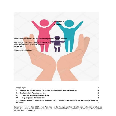 Programa de Campamento Cristiano para ninos 5-7, Tema Global: Atrevate 