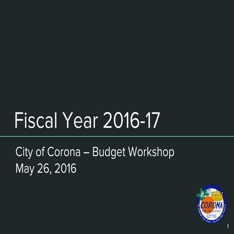 Final City of Corona - Budget Study Session