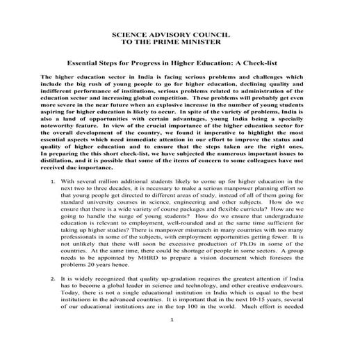 Final essential stepsforhighereducation