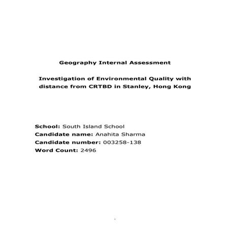 Investigation of environmental quality with distance from CRTBD in Stanley, H...