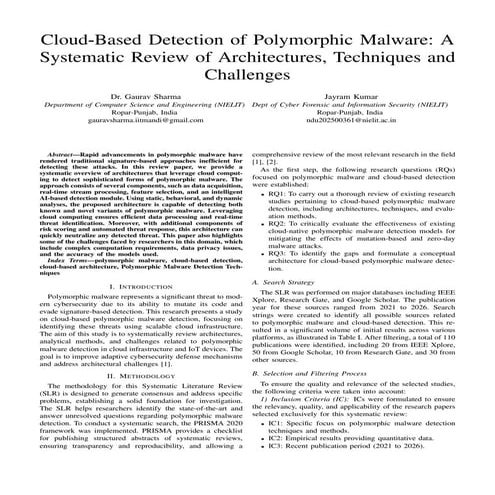 Cloud-Based Detection of Polymorphic Malware: Architectures, Techniques ...