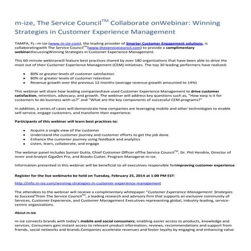 m-ize, The Service Council Collaborate on Webinar: Winning Strategies in Cust...