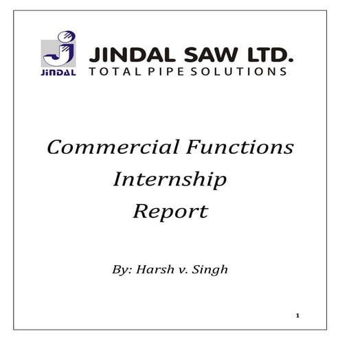 Jindal Saw Limted - Commercial Functions Internship Report