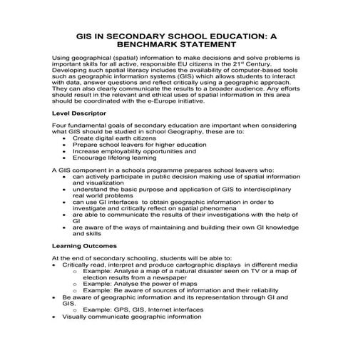 Référentiel de compétences pour les SIG à l'école