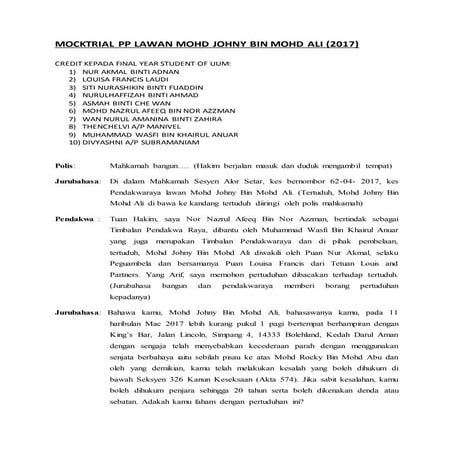 CONTOH SKRIP MOCKTRIAL OLEH FINAL YEAR UUM STUDENT