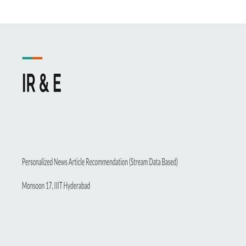Personalized News Recommendation (Stream Data Based)
