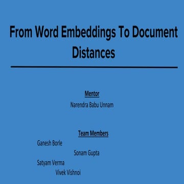 Word Embedding to Document distances