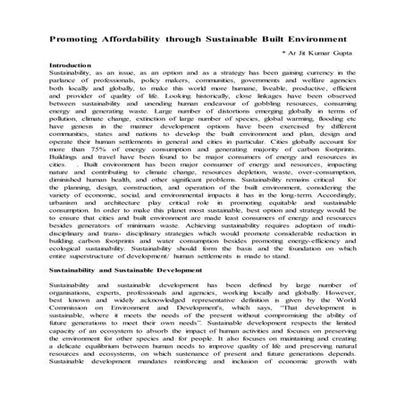  Promoting Affordability Through Sustainable Built Environment