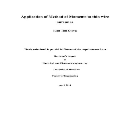 Application of Method of Moments to thin wire antennas