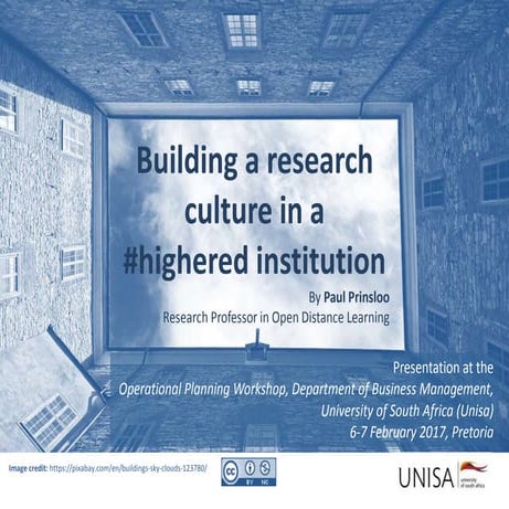 Building a research culture in a #highered institution