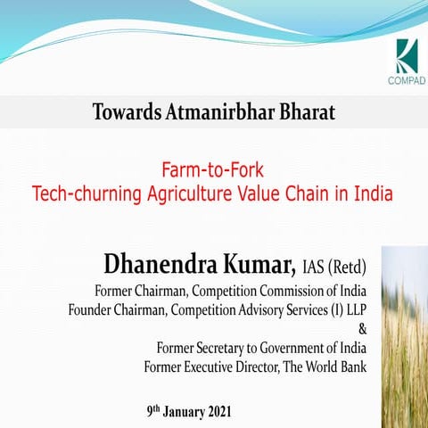 Farm-to-Fork Tech-churning Agriculture Value Chain in India | PPTX