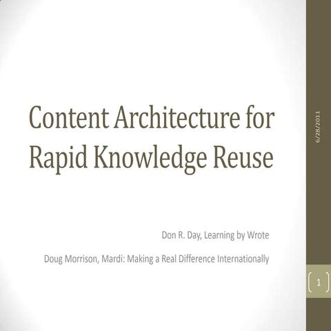 Content Architecture for Rapid Knowledge Reuse-congility2011