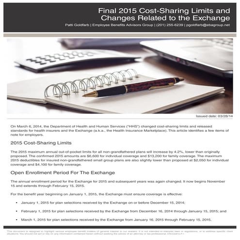 Final 2015 cost sharing limits   