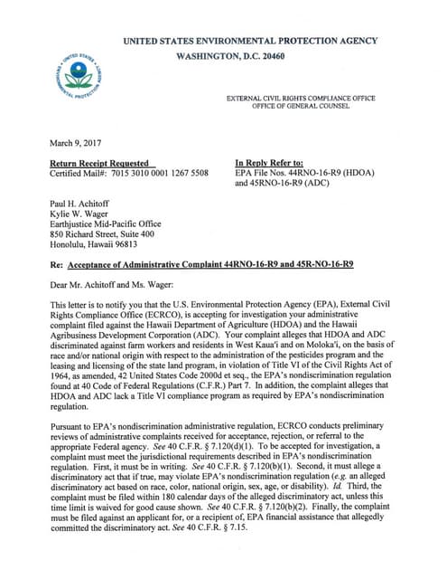 EPA Earthjustice Civil Rights Compl...