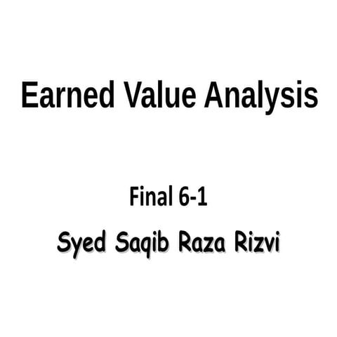 Earned Value Analysis