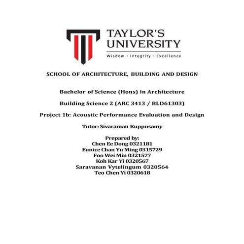 Building Science II: Acoustic Report