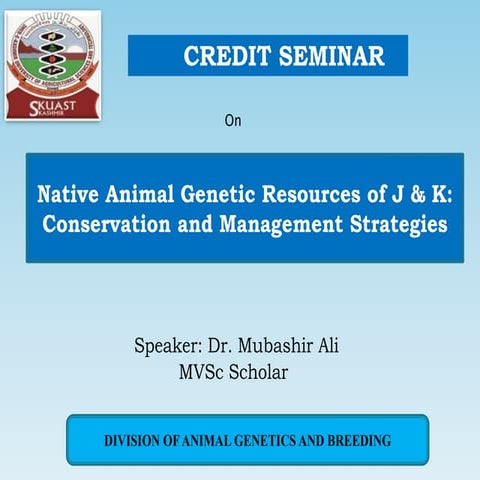 Animal Genetic Resources of Kashmir