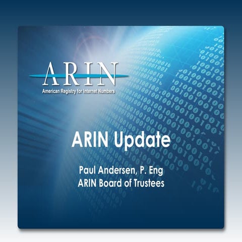 ARIN Update, by Paul Andersen [APNIC 38 / Global Reports]